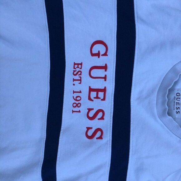 STRIPED Guess Shirt Sweater XL White/Navy - Picture 4 of 6